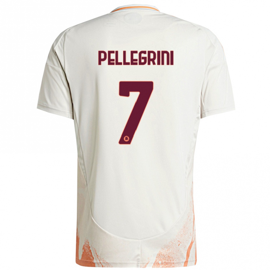 Kids Football Lorenzo Pellegrini #7 Cream White Orange Away Jersey 2024/25 T-Shirt Australia