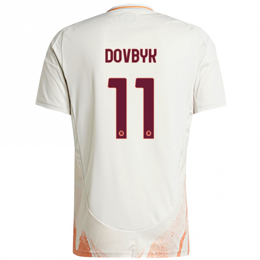 Kids Football Artem Dovbyk #11 Cream White Orange Away Jersey 2024/25 T-Shirt Australia