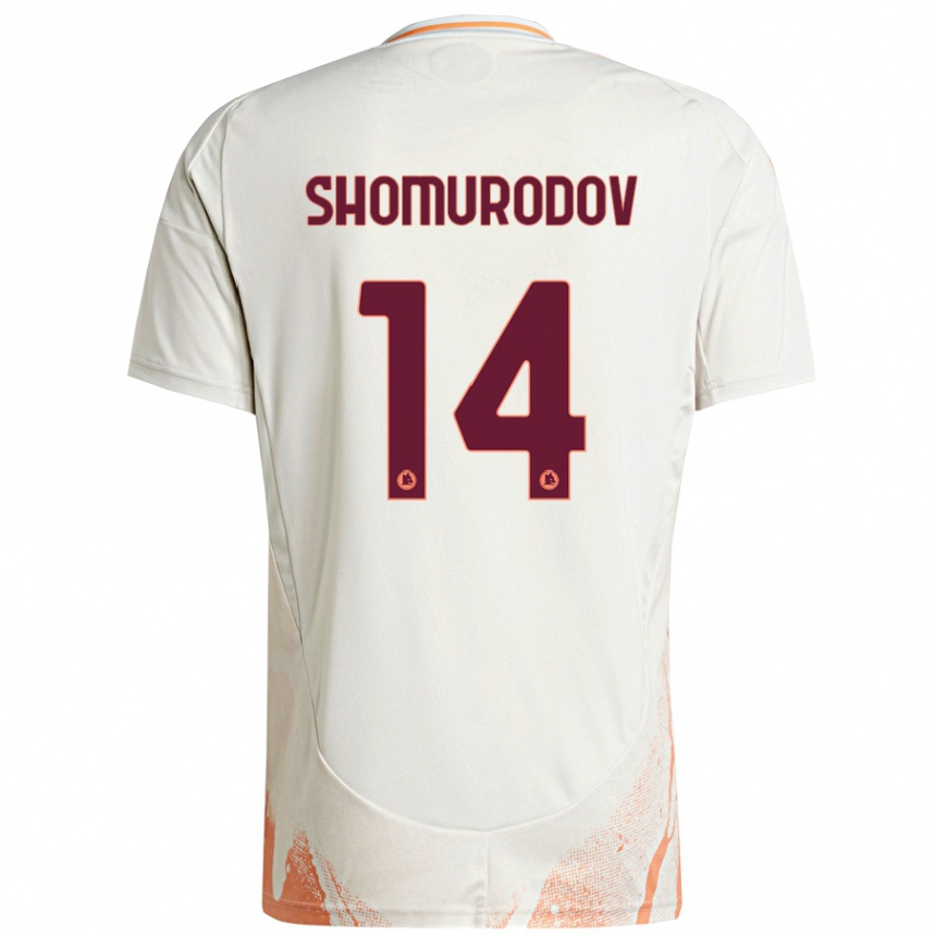 Kids Football Eldor Shomurodov #14 Cream White Orange Away Jersey 2024/25 T-Shirt Australia