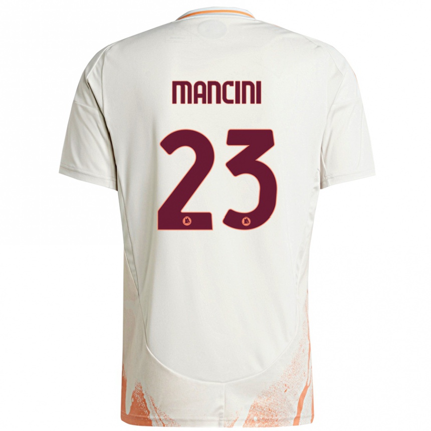 Kids Football Gianluca Mancini #23 Cream White Orange Away Jersey 2024/25 T-Shirt Australia