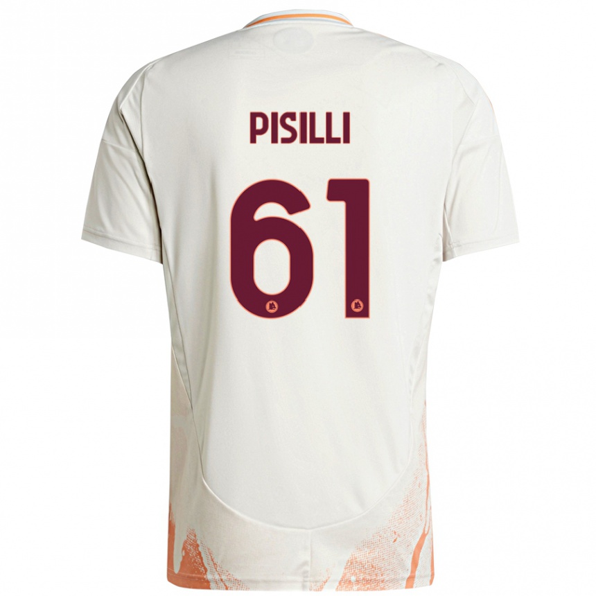 Kids Football Niccolò Pisilli #61 Cream White Orange Away Jersey 2024/25 T-Shirt Australia