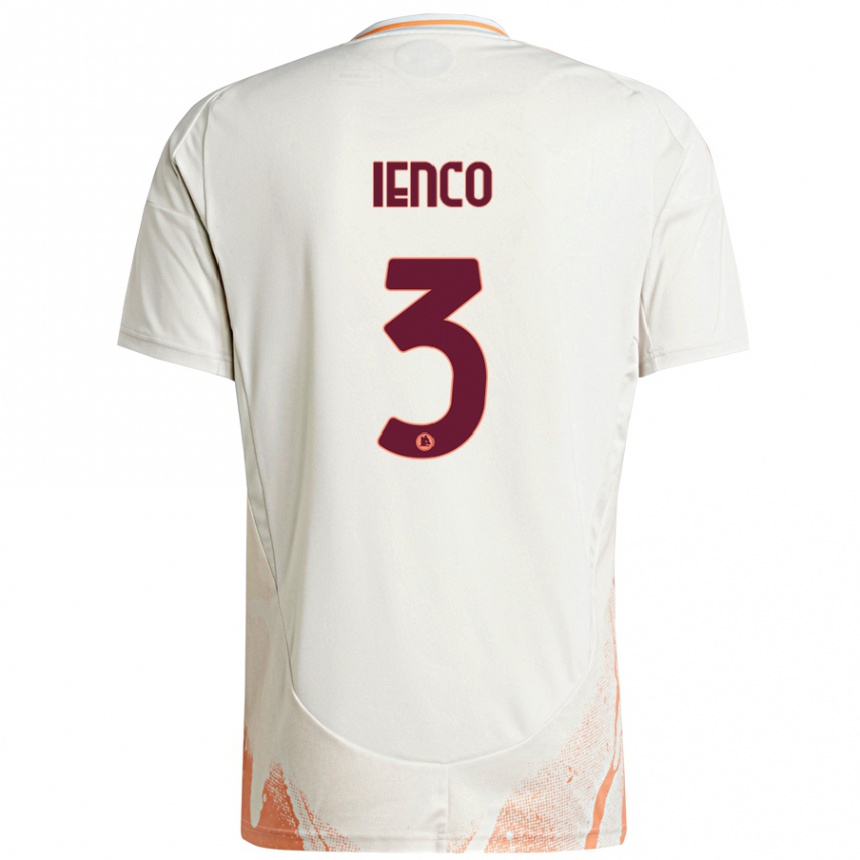 Kids Football Simone Ienco #3 Cream White Orange Away Jersey 2024/25 T-Shirt Australia