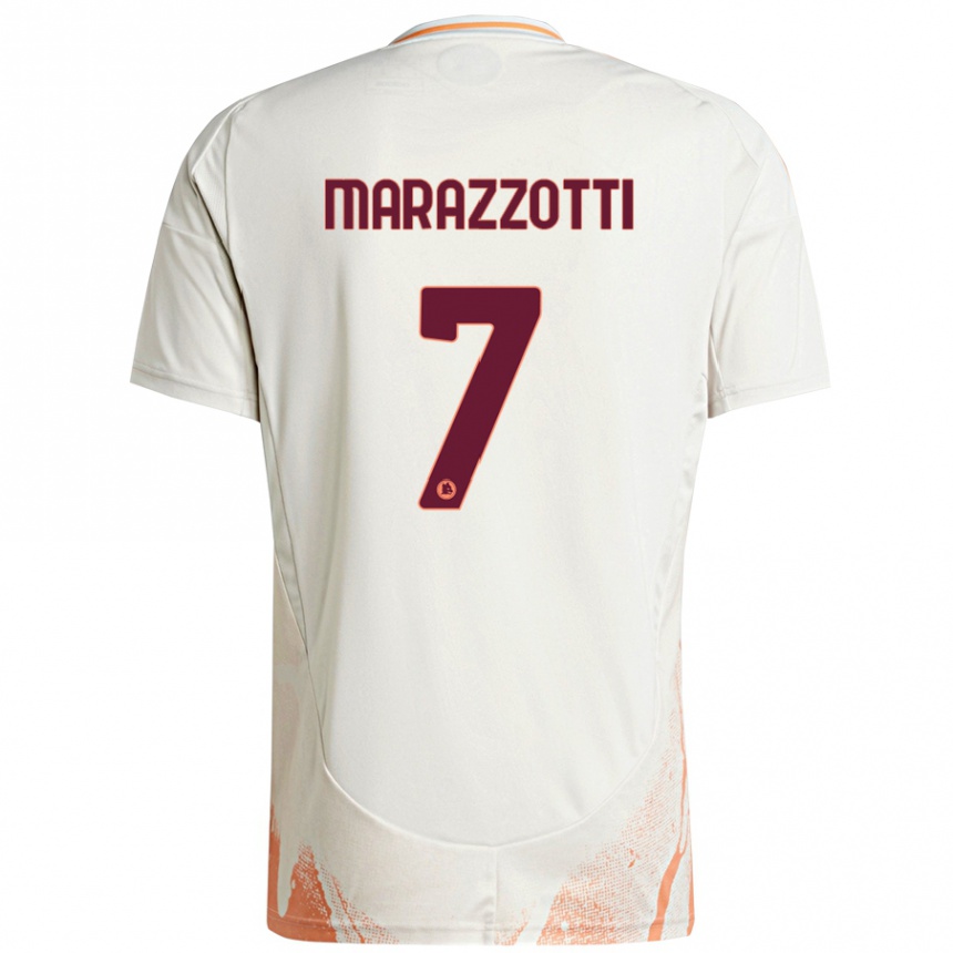 Kids Football Fabrizio Marazzotti #7 Cream White Orange Away Jersey 2024/25 T-Shirt Australia