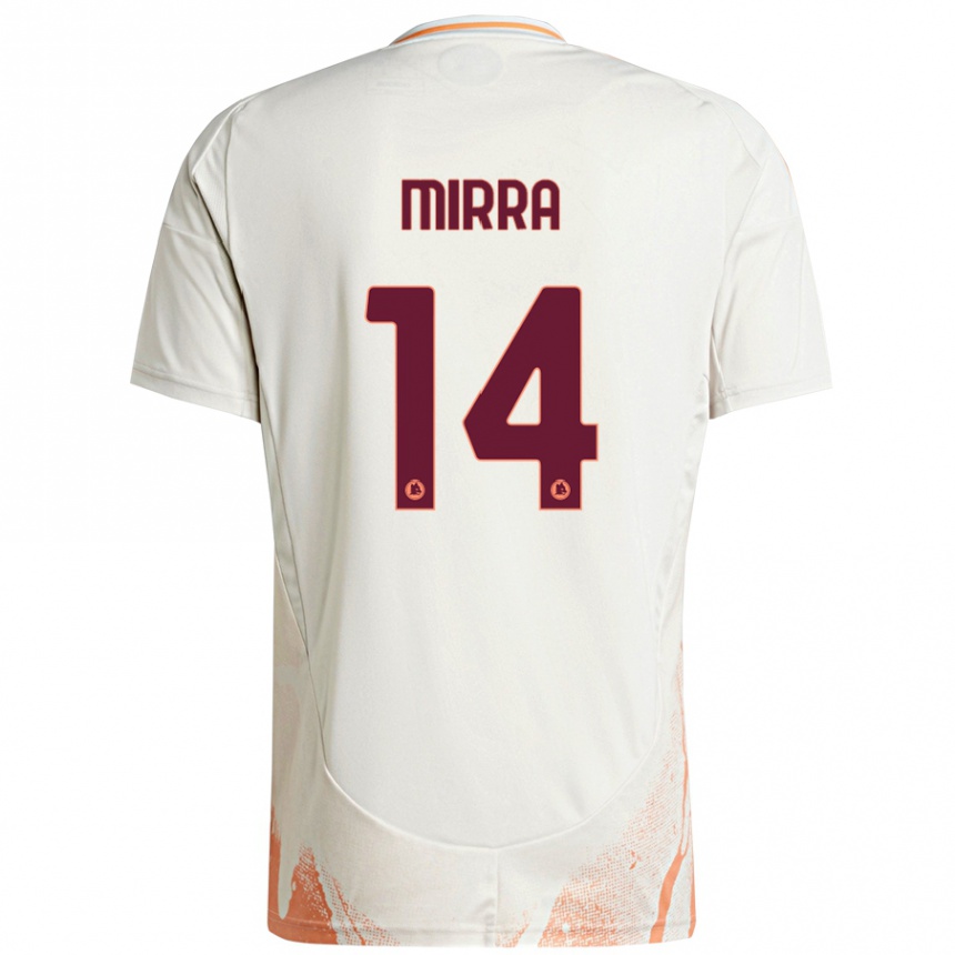 Kids Football Jacopo Mirra #14 Cream White Orange Away Jersey 2024/25 T-Shirt Australia