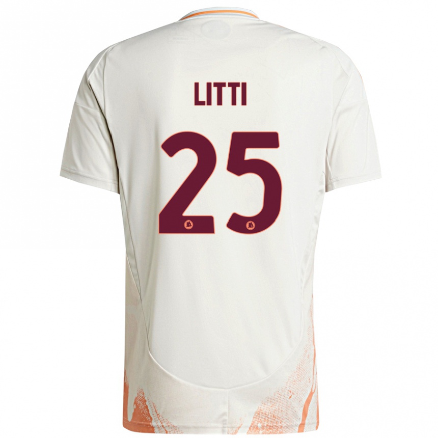 Kids Football Marco Litti #25 Cream White Orange Away Jersey 2024/25 T-Shirt Australia