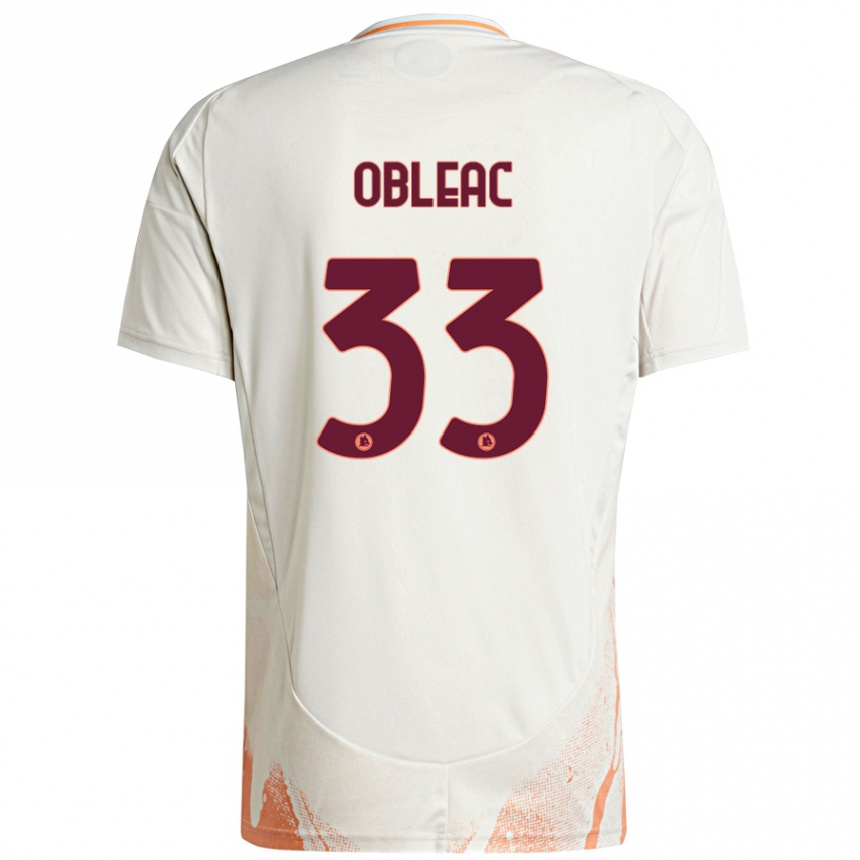 Kids Football Matteo Obleac #33 Cream White Orange Away Jersey 2024/25 T-Shirt Australia