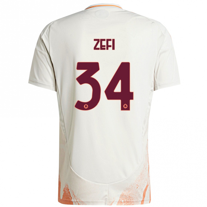 Kids Football Kevin Zefi #34 Cream White Orange Away Jersey 2024/25 T-Shirt Australia