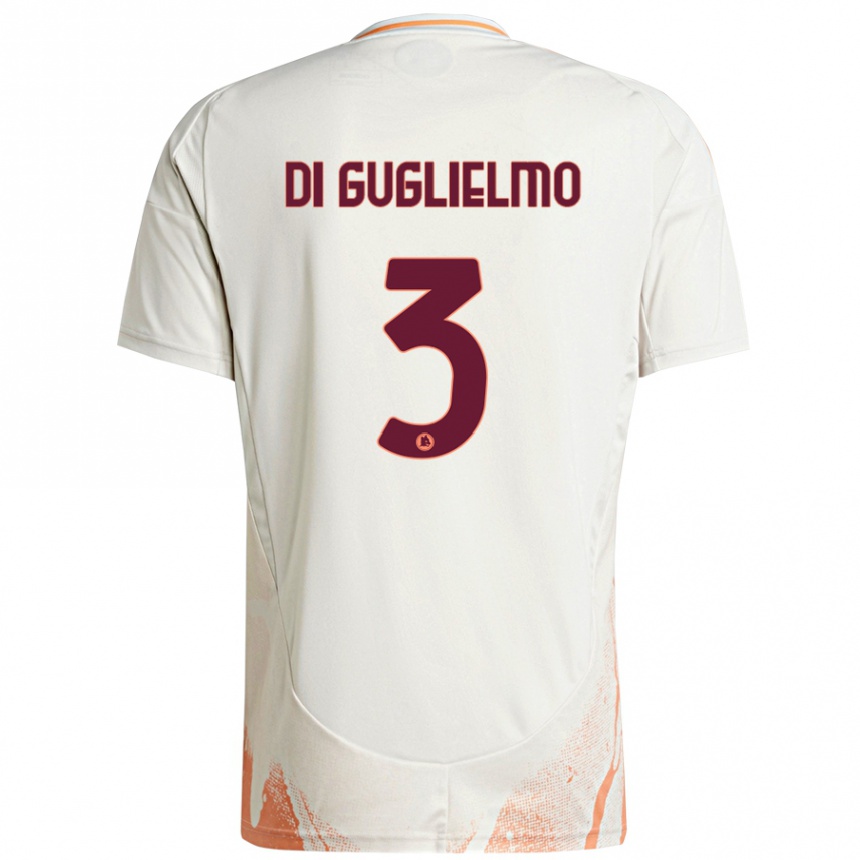 Kids Football Lucia Di Guglielmo #3 Cream White Orange Away Jersey 2024/25 T-Shirt Australia