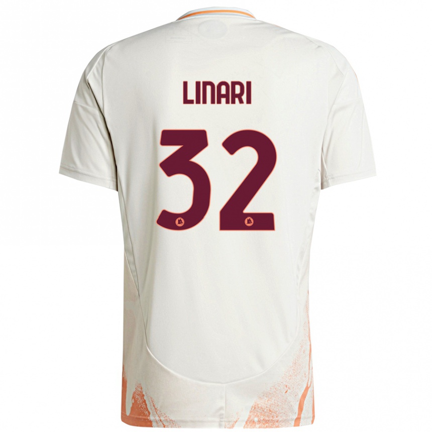 Kids Football Elena Linari #32 Cream White Orange Away Jersey 2024/25 T-Shirt Australia