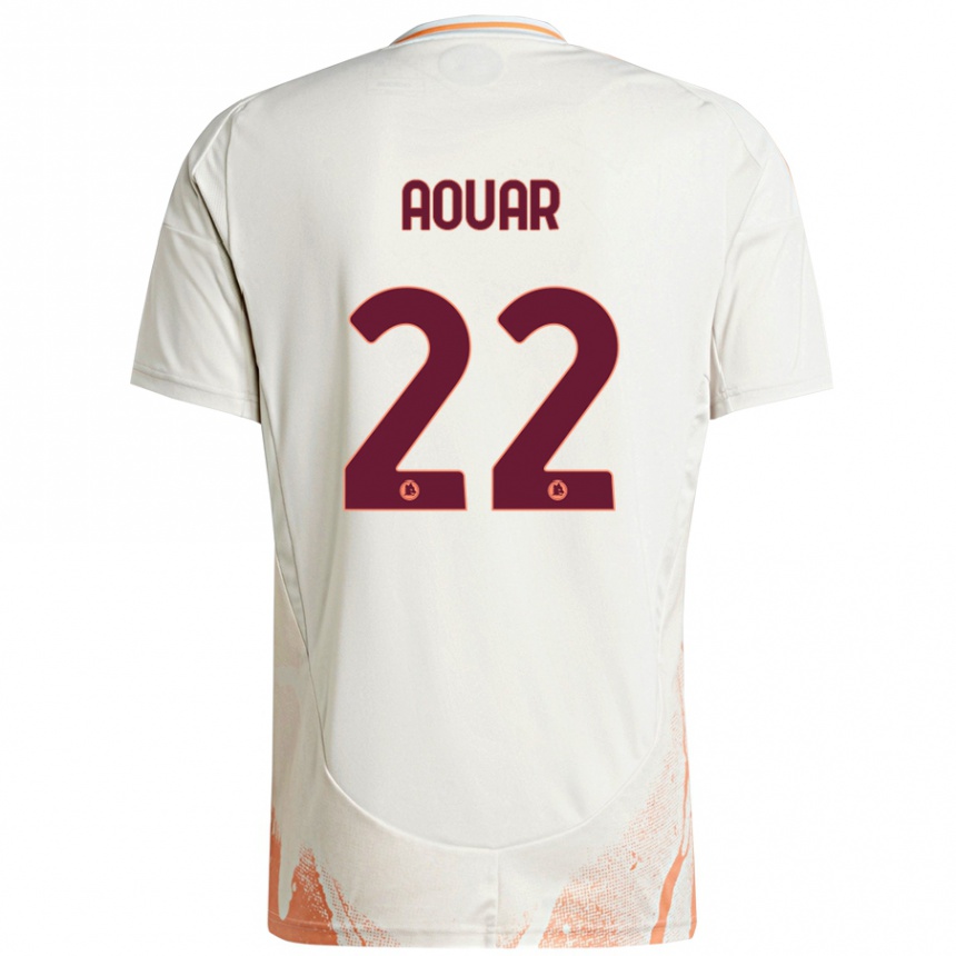 Kids Football Houssem Aouar #22 Cream White Orange Away Jersey 2024/25 T-Shirt Australia