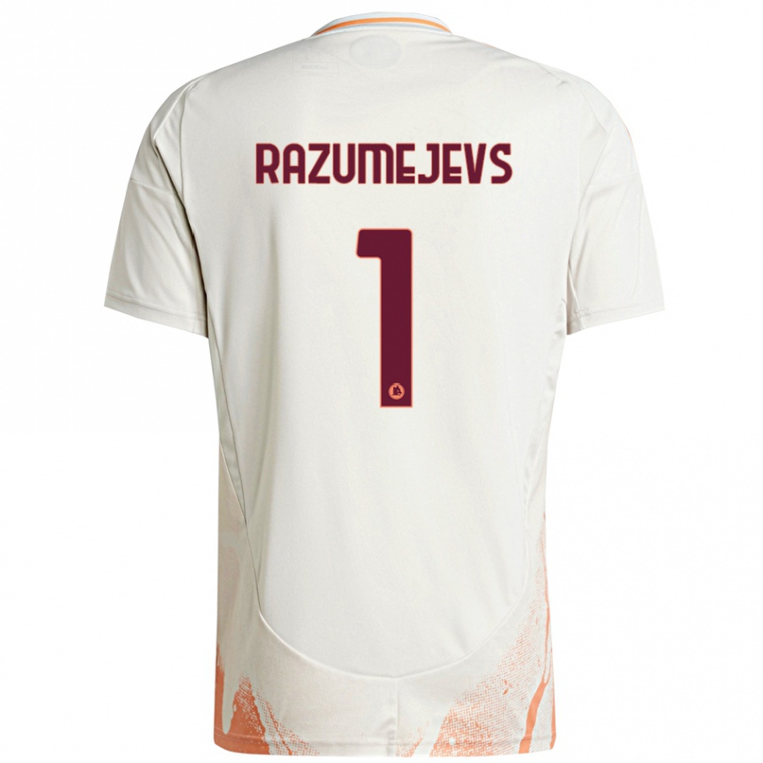 Kids Football Vladislavs Razumejevs #1 Cream White Orange Away Jersey 2024/25 T-Shirt Australia