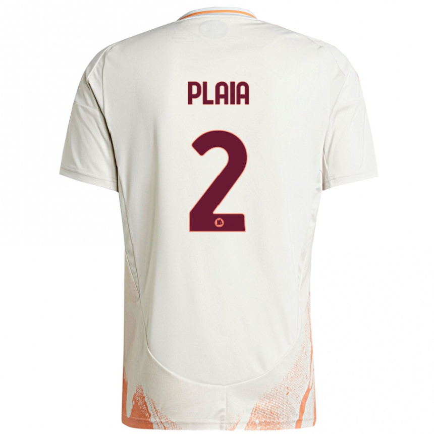 Kids Football Matteo Plaia #2 Cream White Orange Away Jersey 2024/25 T-Shirt Australia