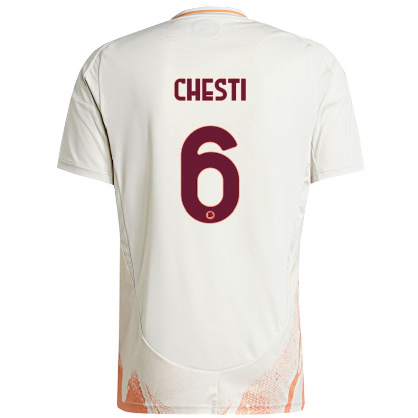 Kids Football Francesco Chesti #6 Cream White Orange Away Jersey 2024/25 T-Shirt Australia