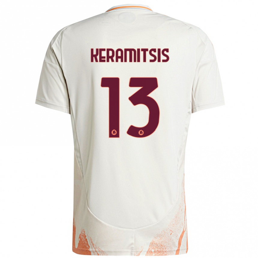 Kids Football Dimitrios Keramitsis #13 Cream White Orange Away Jersey 2024/25 T-Shirt Australia