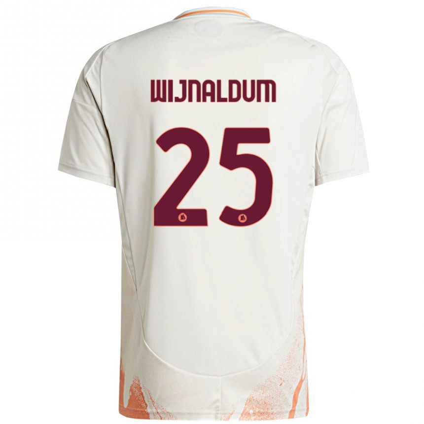 Kids Football Georginio Wijnaldum #25 Cream White Orange Away Jersey 2024/25 T-Shirt Australia