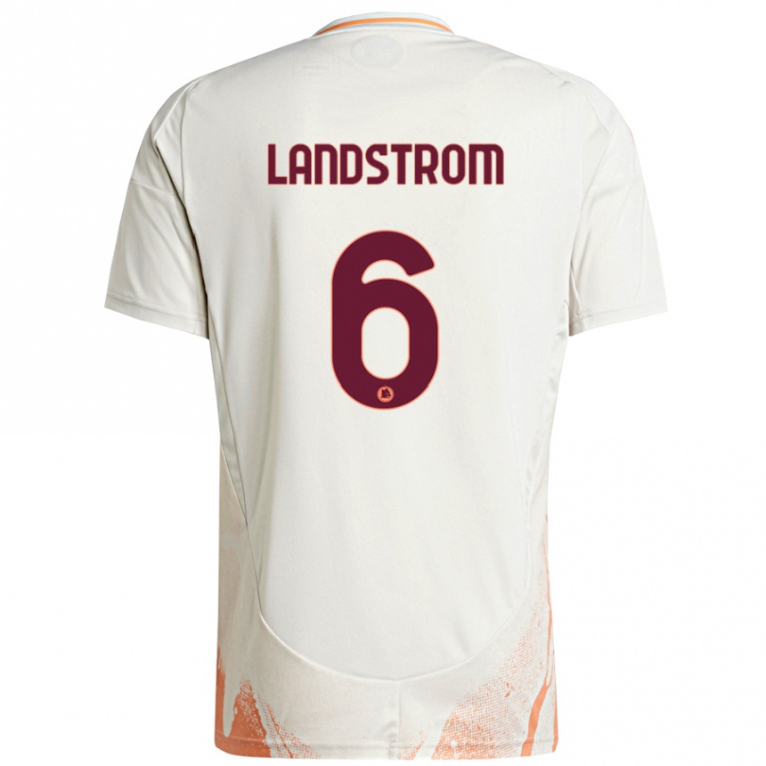 Kids Football Elin Landstrom #6 Cream White Orange Away Jersey 2024/25 T-Shirt Australia