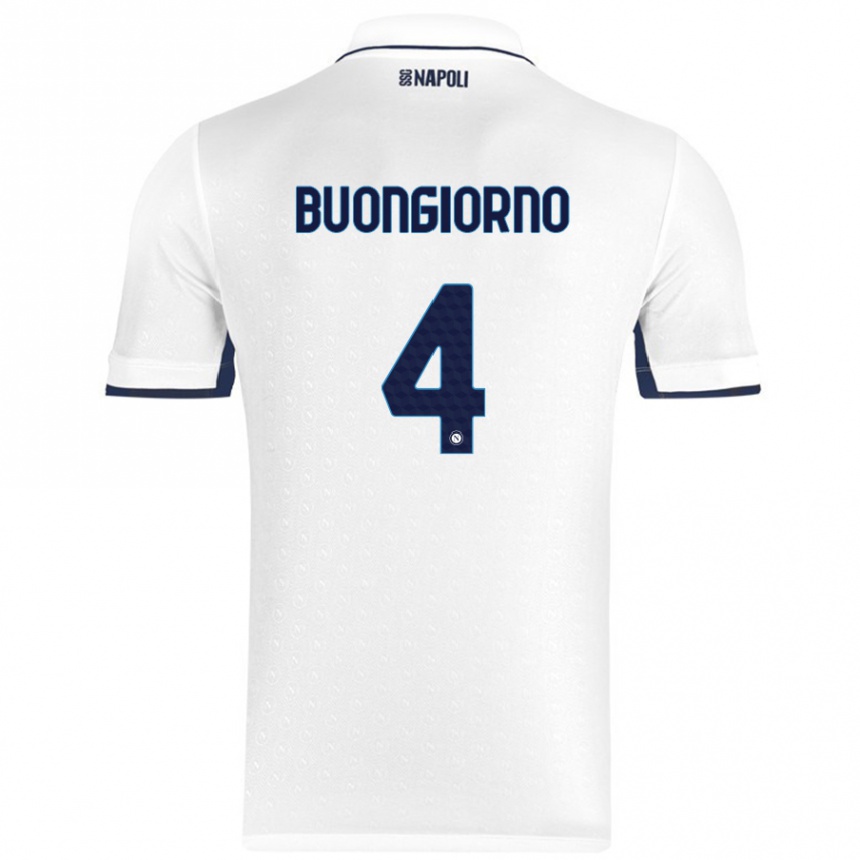 Kids Football Alessandro Buongiorno #4 White Royal Blue Away Jersey 2024/25 T-Shirt Australia