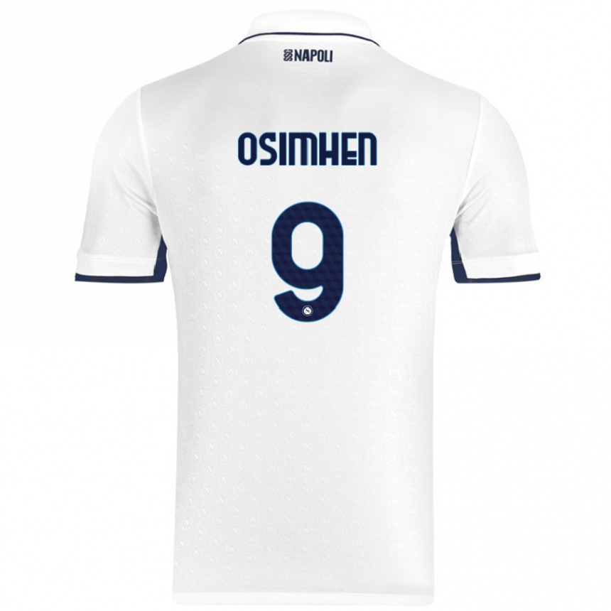 Kids Football Victor Osimhen #9 White Royal Blue Away Jersey 2024/25 T-Shirt Australia