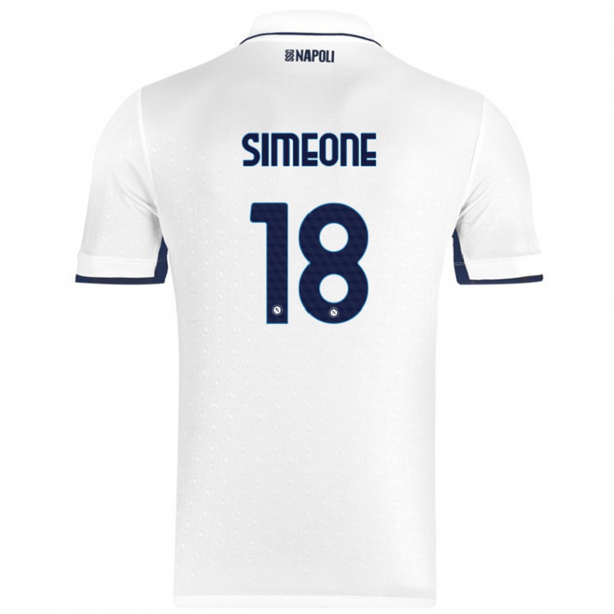 Kids Football Giovanni Simeone #18 White Royal Blue Away Jersey 2024/25 T-Shirt Australia