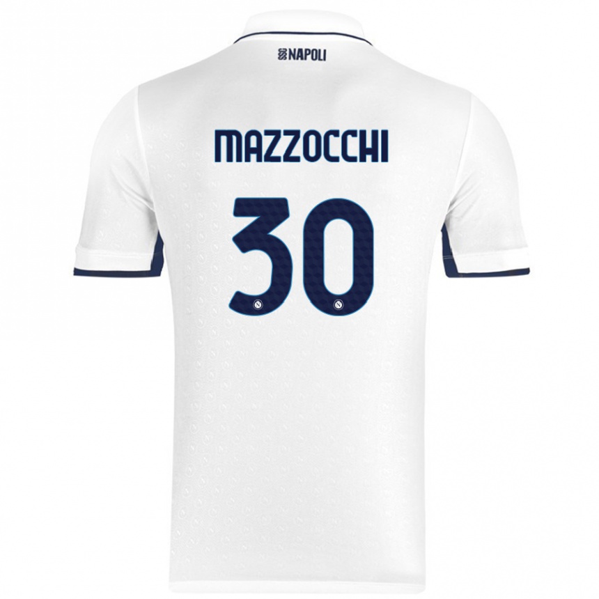 Kids Football Pasquale Mazzocchi #30 White Royal Blue Away Jersey 2024/25 T-Shirt Australia