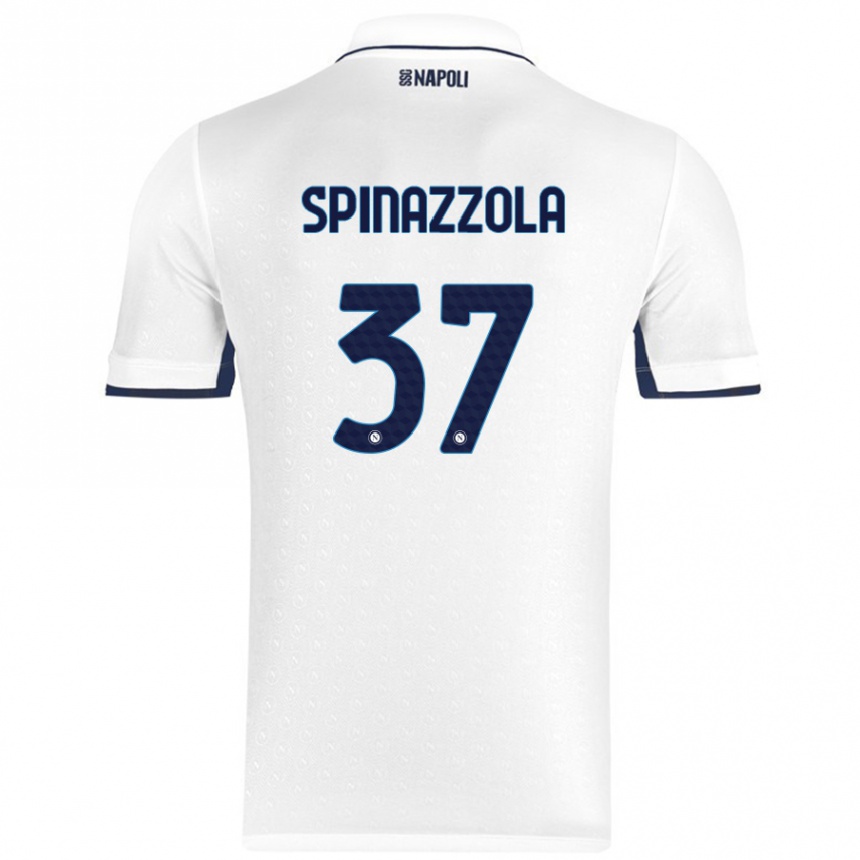 Kids Football Leonardo Spinazzola #37 White Royal Blue Away Jersey 2024/25 T-Shirt Australia