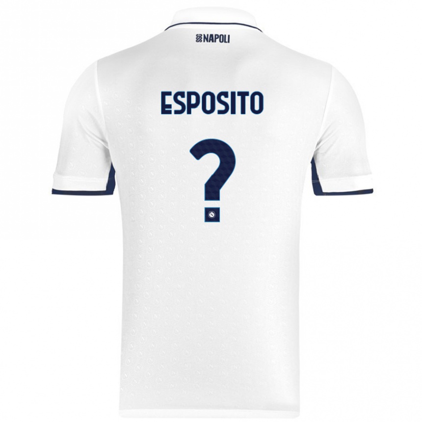 Kids Football Mattia Esposito #0 White Royal Blue Away Jersey 2024/25 T-Shirt Australia