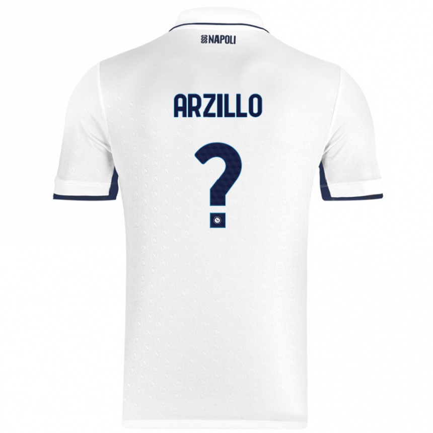 Kids Football Antonino Arzillo #0 White Royal Blue Away Jersey 2024/25 T-Shirt Australia