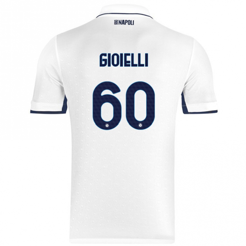 Kids Football Francesco Gioielli #60 White Royal Blue Away Jersey 2024/25 T-Shirt Australia