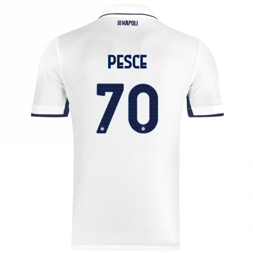 Kids Football Antonio Pesce #70 White Royal Blue Away Jersey 2024/25 T-Shirt Australia