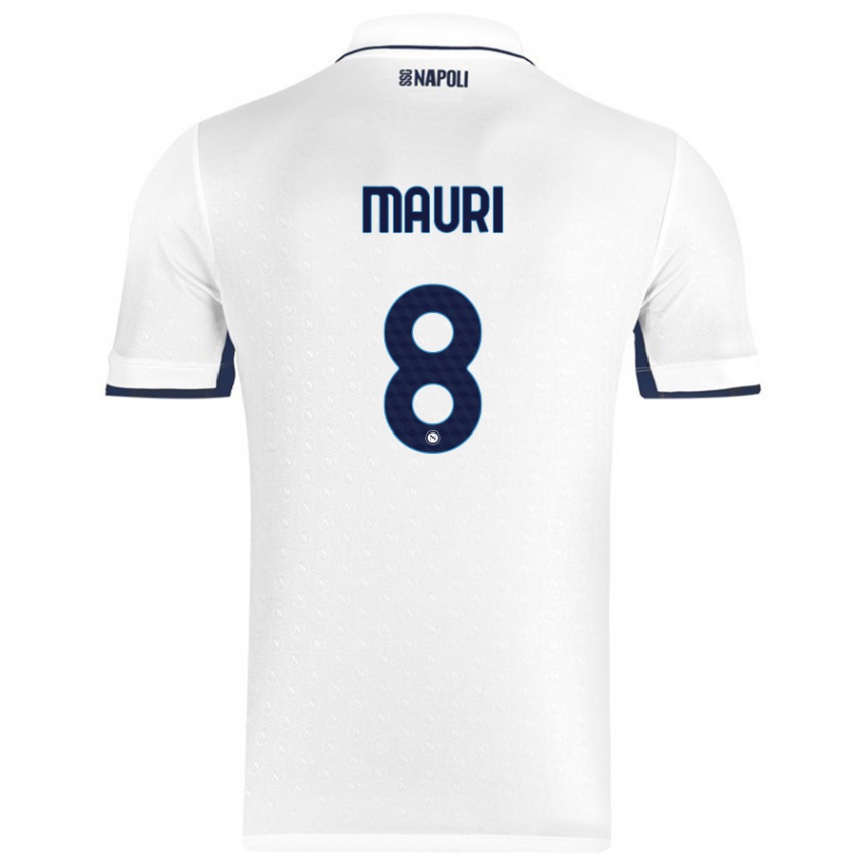 Kids Football Claudia Mauri #8 White Royal Blue Away Jersey 2024/25 T-Shirt Australia