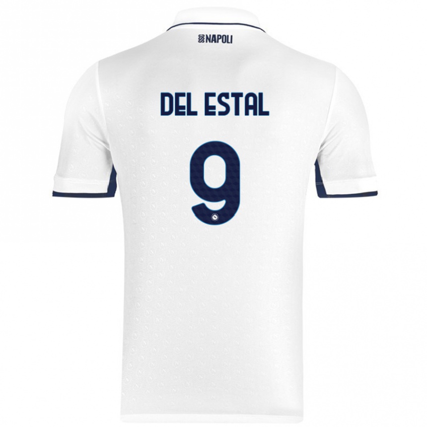 Kids Football Eli Del Estal #9 White Royal Blue Away Jersey 2024/25 T-Shirt Australia