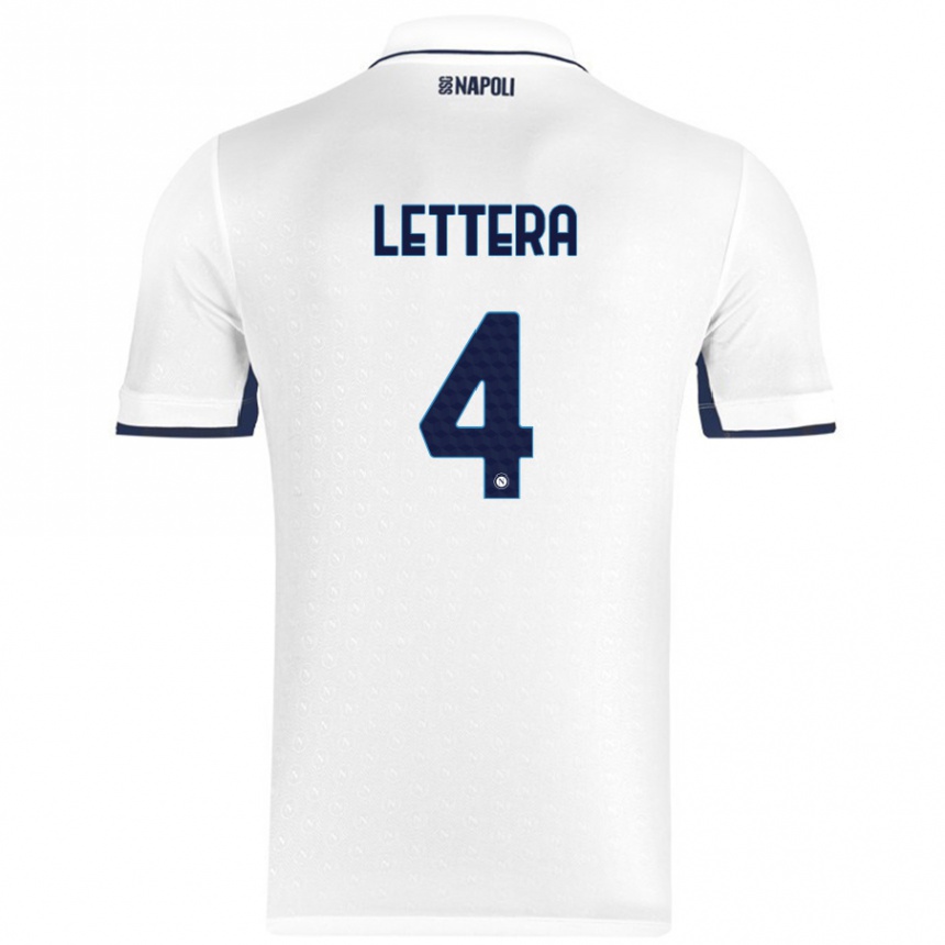 Kids Football Alessio Lettera #4 White Royal Blue Away Jersey 2024/25 T-Shirt Australia