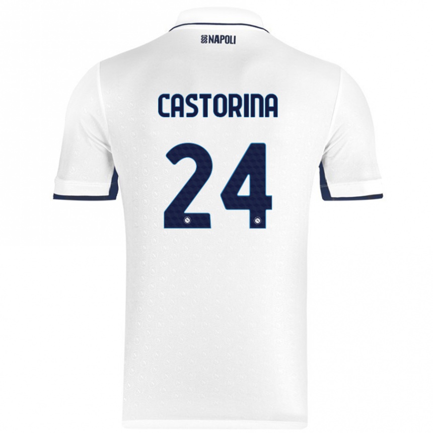 Kids Football Alessandro Castorina #24 White Royal Blue Away Jersey 2024/25 T-Shirt Australia