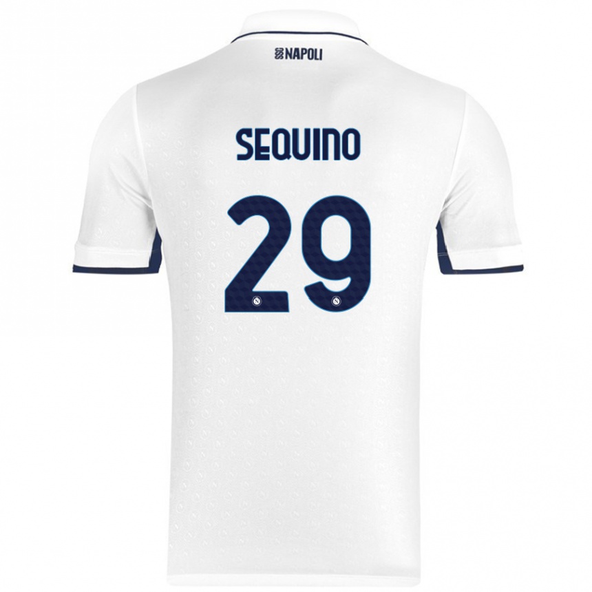 Kids Football Giovanni Sequino #29 White Royal Blue Away Jersey 2024/25 T-Shirt Australia