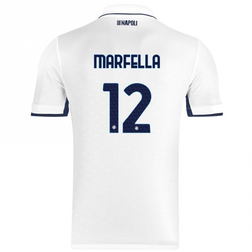 Kids Football Davide Marfella #12 White Royal Blue Away Jersey 2024/25 T-Shirt Australia