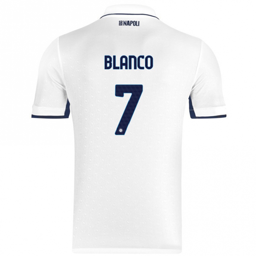 Kids Football Gimena Blanco #7 White Royal Blue Away Jersey 2024/25 T-Shirt Australia