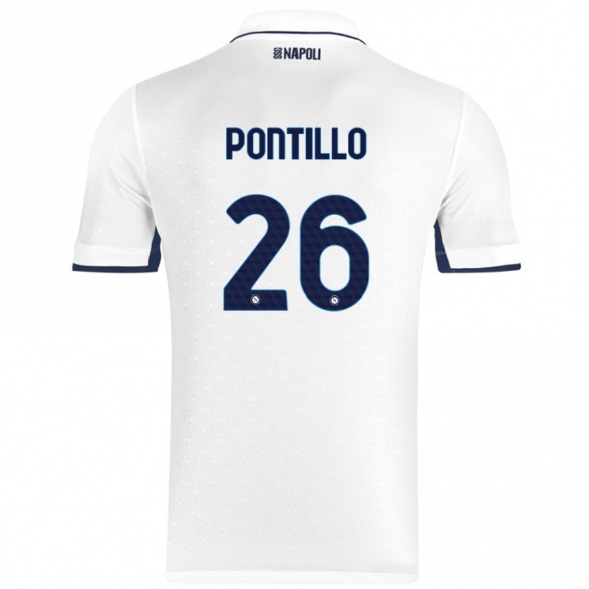 Kids Football Pasquale Pontillo #26 White Royal Blue Away Jersey 2024/25 T-Shirt Australia