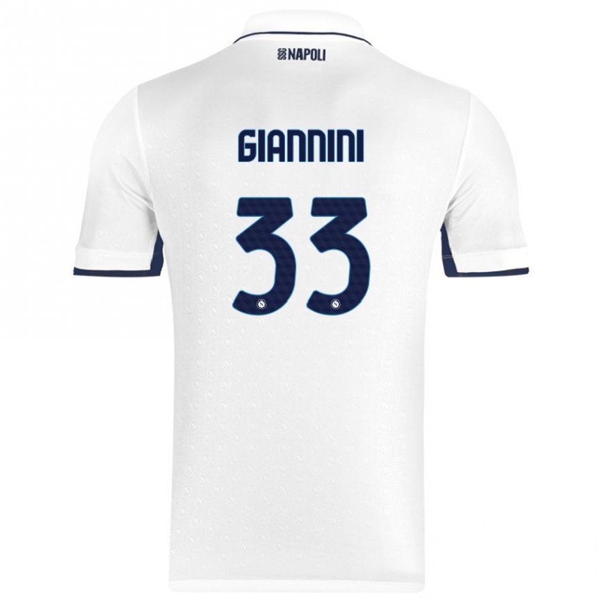 Kids Football Enrico Giannini #33 White Royal Blue Away Jersey 2024/25 T-Shirt Australia