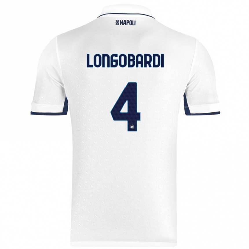 Kids Football Salvatore Longobardi #4 White Royal Blue Away Jersey 2024/25 T-Shirt Australia