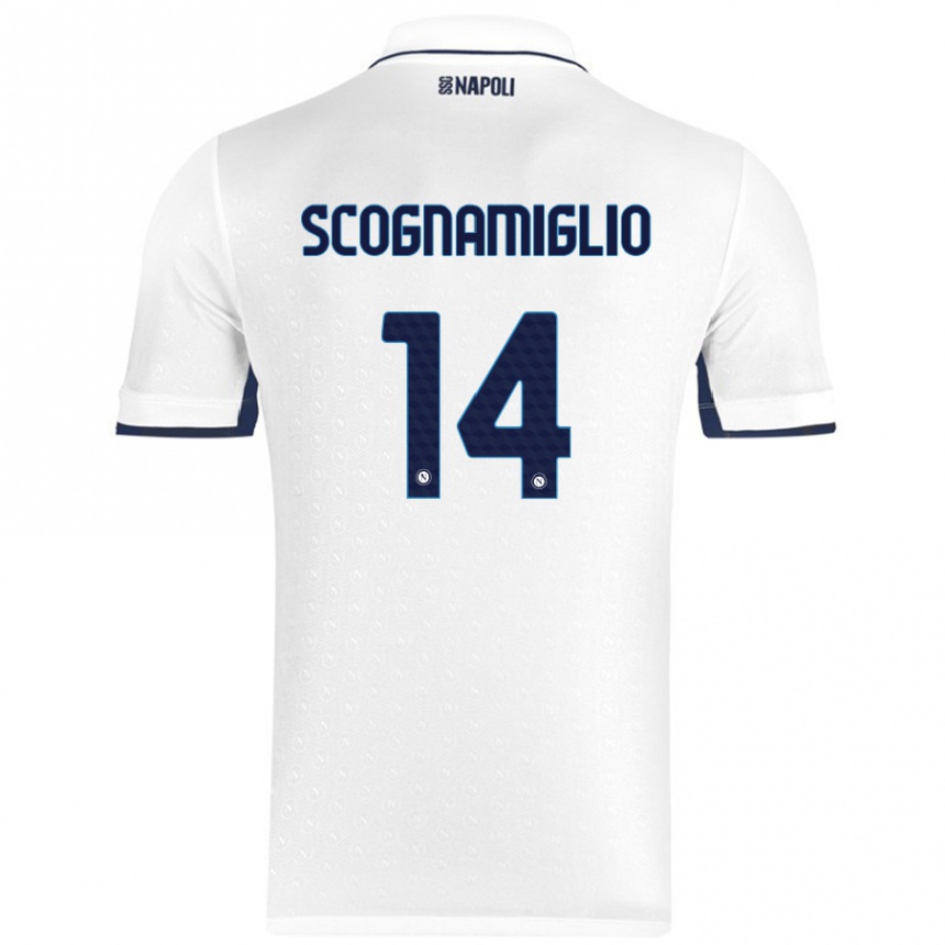 Kids Football Fabio Scognamiglio #14 White Royal Blue Away Jersey 2024/25 T-Shirt Australia