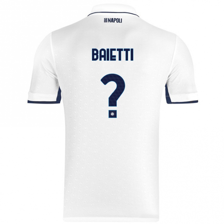 Kids Football Francesco Baietti #0 White Royal Blue Away Jersey 2024/25 T-Shirt Australia