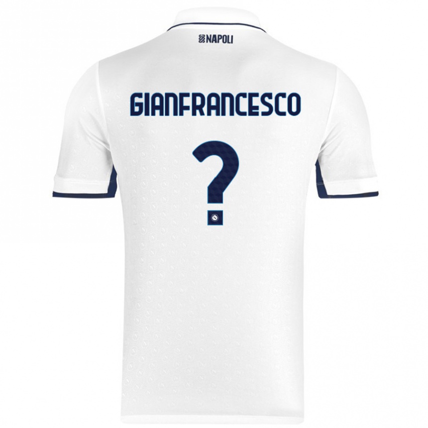 Kids Football Sergio Gianfrancesco #0 White Royal Blue Away Jersey 2024/25 T-Shirt Australia