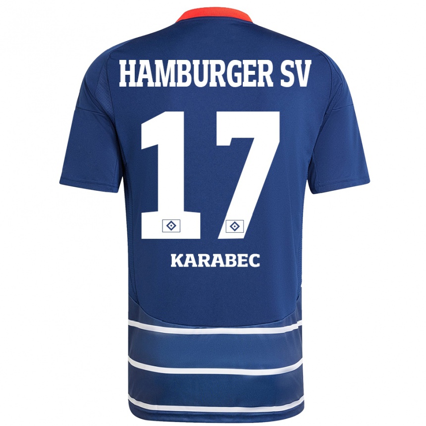 Kids Football Adam Karabec #17 Dark Blue Away Jersey 2024/25 T-Shirt Australia