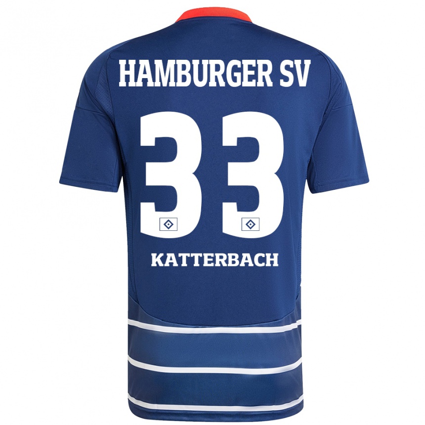 Kids Football Noah Katterbach #33 Dark Blue Away Jersey 2024/25 T-Shirt Australia