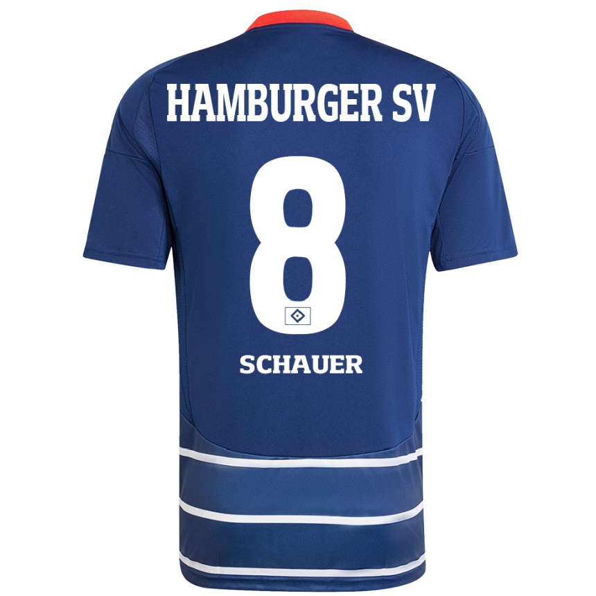 Kids Football Martin Schauer #8 Dark Blue Away Jersey 2024/25 T-Shirt Australia