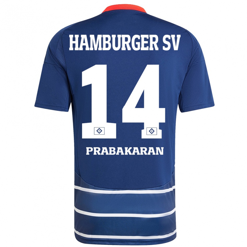 Kids Football Nilavan Prabakaran #14 Dark Blue Away Jersey 2024/25 T-Shirt Australia