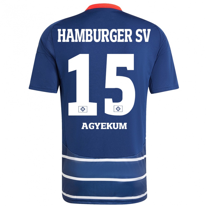 Kids Football Joel Agyekum #15 Dark Blue Away Jersey 2024/25 T-Shirt Australia