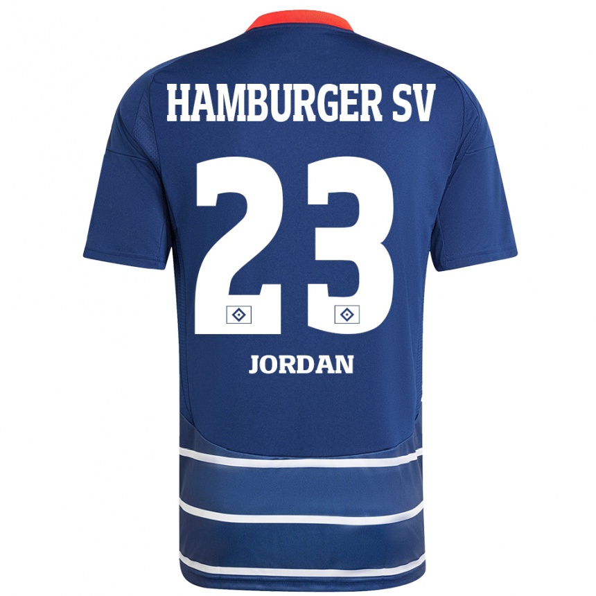 Kids Football Dominik Jordan #23 Dark Blue Away Jersey 2024/25 T-Shirt Australia