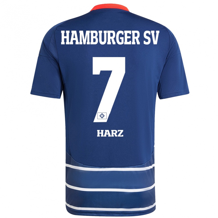 Kids Football Theo Harz #7 Dark Blue Away Jersey 2024/25 T-Shirt Australia