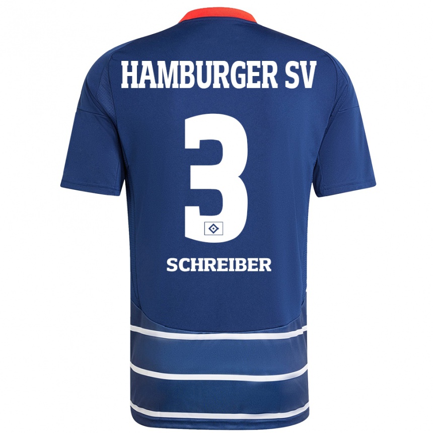 Kids Football David Schreiber #3 Dark Blue Away Jersey 2024/25 T-Shirt Australia